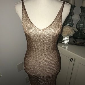 ROSE GOLD METALLIC MESH DRESS MISSGUIDED SZ 4